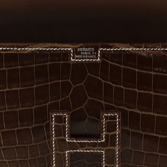 Hermes Jige Elan Clutch Crocodile 29 Brown - Picture 7 of 8
